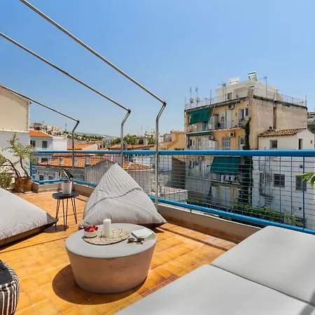Acropolis View 2-bedroom Apt, Minimal-safari Vibe, Big Balcony! * Atenas